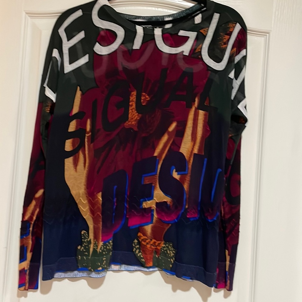 Desigual fitted long sleeve colorful sweater